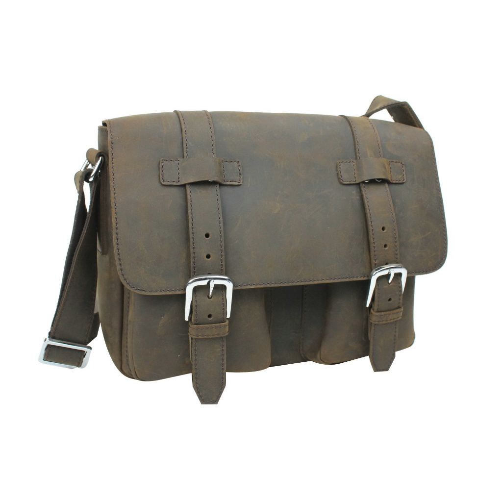Full Grain Leather Casual Messenger Bag L73ds